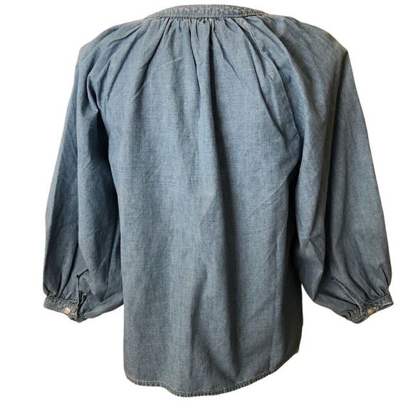 Levi’s Denim Chambray Blue, Mirabelle Dolman Sleeve, Coastal Grandma Top Size S - Picture 3 of 12